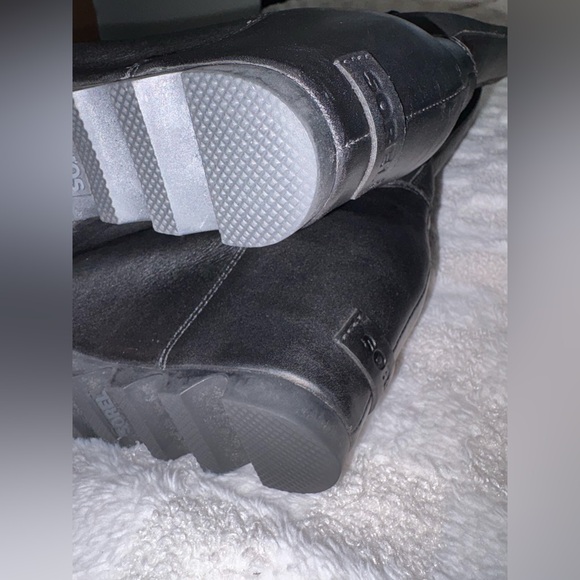 SOREL WOMENS OVER THE KNEE FIONA LUX BLACK LEATHER BOOTS • Size 9.5 - Picture 12 of 13